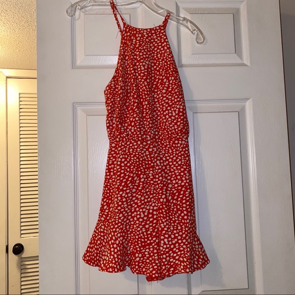 Printed Romper: Tangerine - Picture 3 of 4